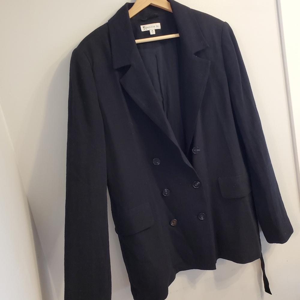 American Tall Medium Lightweight Blazer Jacket Button Black Formal Coat Office